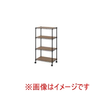 アイリスオーヤマ IRIS アイリスオーヤマ CMM-55104B カラーメタルラック ウッドボード付き ブラック