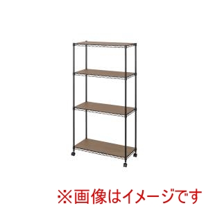 アイリスオーヤマ IRIS アイリスオーヤマ CMM-75144B カラーメタルラック ウッドボード付き ブラック