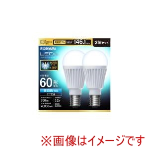 アイリスオーヤマ IRIS アイリスオーヤマ LDA5N-G-E17/W-6T92P LED電球 E17 全方向 60形相当 昼白色 2個セット