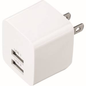 サンワサプライ SANWA SUPPLY USB充電器(2ポート・合計2.4A・ホワイト) ACA-IP44W