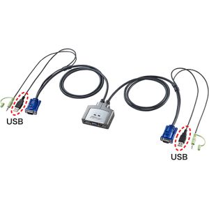 サンワサプライ SANWA SUPPLY パソコン自動切替器(2:1) SW-KVM2AUUN