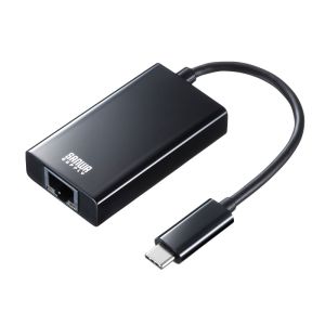 サンワサプライ SANWA SUPPLY サンワサプライ USB-CVLAN4BKN USB3.2 TypeC-LAN変換アダプタ USBハブポート付 ブラック