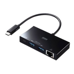 サンワサプライ SANWA SUPPLY サンワサプライ USB-3TCH20BK ギガビットLANアダプタ USB Type-Cハブ付き