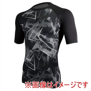 おたふく手袋 OTAFUKU おたふく JW-628 冷感 消臭 パワーストレッチ 半袖 クルーネック シャツ カモフラ ブラック Lサイズ