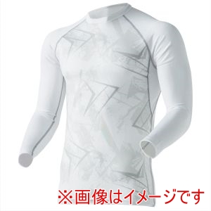 おたふく手袋 OTAFUKU おたふく JW-623 冷感 消臭 パワーストレッチ 長袖 クルーネック シャツ カモフラ ホワイト Lサイズ