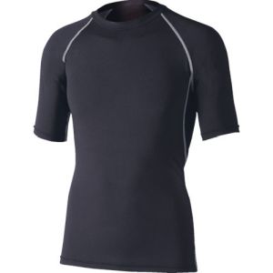 おたふく手袋 メール便1個対象 おたふく JW-628 冷感 消臭 パワーストレッチ 半袖 クルーネックシャツ ブラック Mサイズ