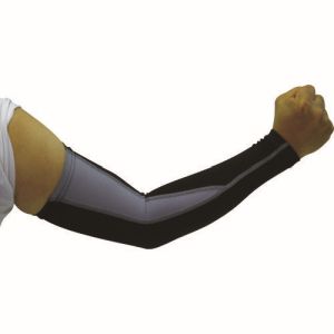 おたふく手袋 メール便1個対象 おたふく手袋 JW-619 アームカバーメッシュ 黒xグレー 冷感 パワーストレッチ