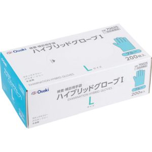 オオサキメディカル オオサキメディカル 70025 ハイブリッドグローブI L ブルー 200枚入