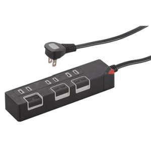 オーム電機 OHM オーム電機 個別押しボタンスイッチ付き 節電タップ 3個口 1.5m ブラック 00-1146 HS-T1146K