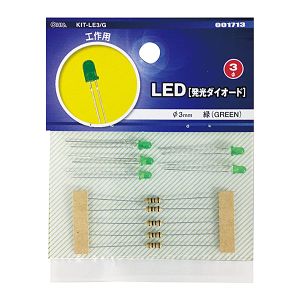 オーム電機 OHM オーム電機 LED 発光ダイオード 工作用 φ3mm 緑 5個入 KIT-LE3/G 00-1713