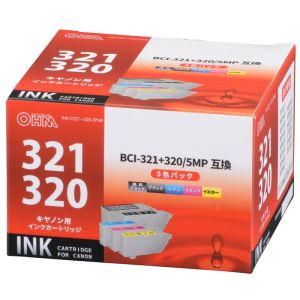 オーム電機 OHM オーム電機 キヤノン互換 BC-321+320/5MP 顔料ブラック+染料4色 01-4123 INK-C321+320-5PNB