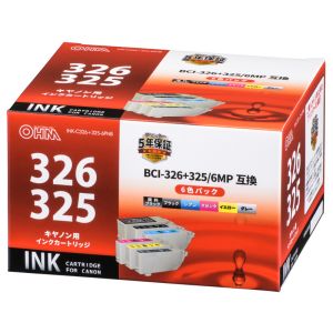 オーム電機 OHM オーム電機 キヤノン互換 BC-326+325/6MP 顔料ブラック+染料5色 01-4125 INK-C326+325-6PNB