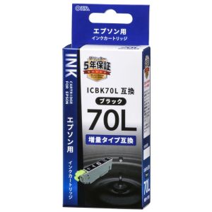 オーム電機 OHM オーム電機 エプソン互換 ICBK70L 染料ブラック 01-4131 INK-E70LB-BK