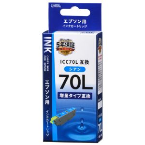 オーム電機 OHM オーム電機 エプソン互換 ICC70L 染料シアン 01-4132 INK-E70LB-C