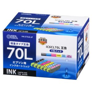 オーム電機 OHM オーム電機 エプソン互換 IC6CL70L 染料6色 01-4137 INK-E70LB-6P