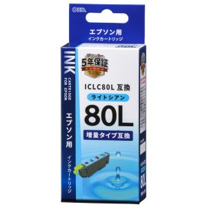 オーム電機 OHM オーム電機 エプソン互換 ICLC80L 染料ライトシアン 01-4142 INK-E80LB-LC