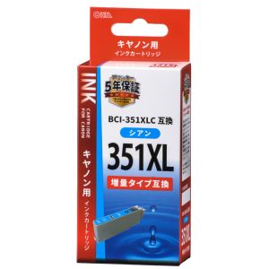 オーム電機 OHM オーム電機 キヤノン互換 BCI-351XLC 染料シアン 01-4160 INK-C351XLB-C