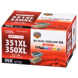 オーム電機 OHM オーム電機 キヤノン互換 BCI-351XL+350XL/6MP 顔料ブラック+染料5色 01-4165 INK-C351350XLB-6P