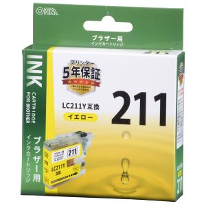 オーム電機 OHM オーム電機 ブラザー互換 LC211Y 染料イエロー 01-4273 INK-B211B-Y