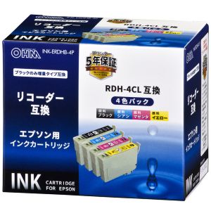 オーム電機 OHM オーム電機 INK-ERDHB-4P エプソン互換 リコーダー 顔料4色パック 01-4312