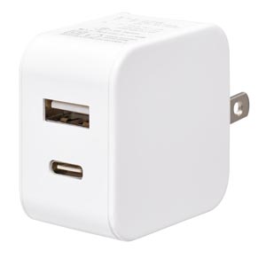 オーム電機 OHM オーム電機 MAV-AUC12W-W AC充電器 12W Type-C＋Type-A