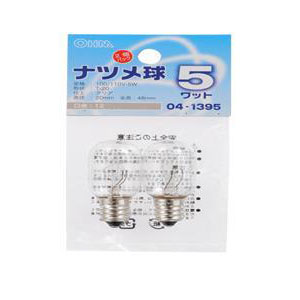 オーム電機 OHM オーム電機 LB-T0205-C/2P ナツメ球 E12/5W クリア 2個パック 04-1395