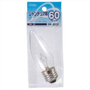 オーム電機 OHM オーム電機 シャンデリア球 60W E26 クリア 04-6131 LB-C7660-C