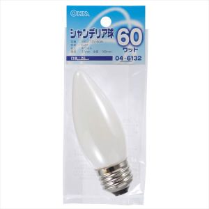 オーム電機 OHM オーム電機 シャンデリア球 60W E26 ホワイト 04-6132 LB-C7660-W