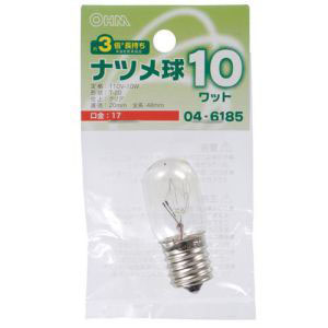 オーム電機 OHM オーム電機 ナツメ球 E17/10W クリア LB-T0710-CLL 04-6185