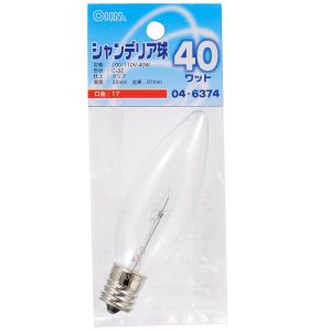 オーム電機 OHM オーム電機 シャンデリア球 40W E17 クリア 04-6374 LB-C2740-C