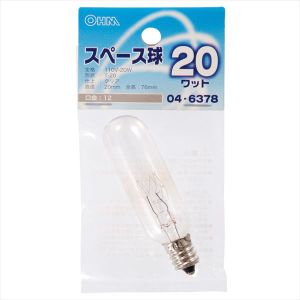 オーム電機 OHM オーム電機 スペース球 T-20型 E12/10W クリア 04-6378 LB-TS0220-C