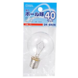 オーム電機 OHM オーム電機 ミニボール球 G50型 E17/40W クリア LB-G5740-C 04-6406