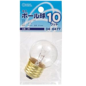 オーム電機 OHM オーム電機 ミニボール球 G40型 E26/10W クリア LB-G4610-C 04-6477