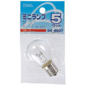 オーム電機 OHM オーム電機 ミニランプ S35型 E17/5W クリア LB-S3705-C 04-6607