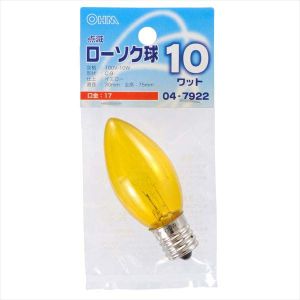 オーム電機 OHM オーム電機 LB-C9710TE-CY 点滅ローソク球 10W E17 イエロー 04-7922