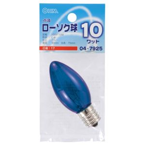 オーム電機 OHM オーム電機 点滅ローソク球 10W E17 ブルー 04-7925