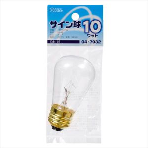 オーム電機 OHM オーム電機 サイン球 10W クリア 04-7932 LB-ST4610-C