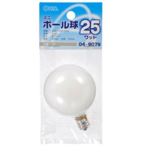 オーム電機 OHM オーム電機 ミニボール球 G-50 E12/25W ホワイト LB-G5225-W 04-9079