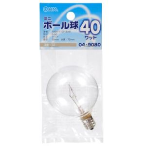 オーム電機 OHM オーム電機 ミニボール球 G-50 E12/40W クリア LB-G5240-C 04-9080