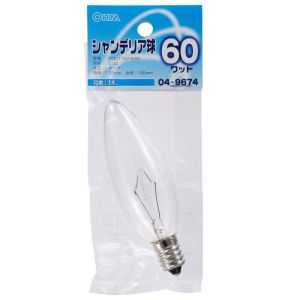 オーム電機 OHM オーム電機 シャンデリア球 60W E14 クリア 04-9674 LB-C2460-C