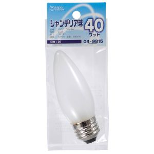 オーム電機 OHM オーム電機 シャンデリア球 40W E26 フロスト 04-9815 LB-C3640-F