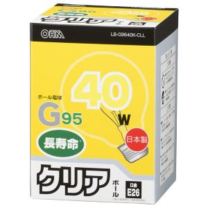 オーム電機 OHM オーム電機 白熱ボール電球 40W E26 G95 クリア 06-0621 LB-G9640K-CLL