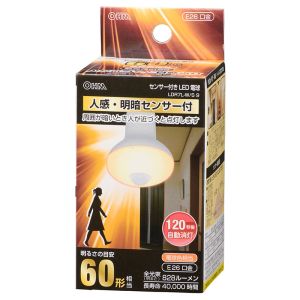 オーム電機 OHM オーム電機 LED電球 E26 60形相当 人感・明暗センサー 電球色 06-0789 LDR7L-W/S 9