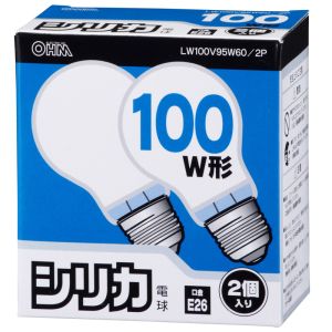オーム電機 OHM オーム電機 LW100V95W60/2P 白熱電球 E26 100W ホワイト 2個入 06-1763