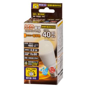 オーム電機 OHM オーム電機 LED電球 ミニクリプトン形 E17 40形相当 電球色 防雨 06-1877 LDA5L-G-E17/D G11