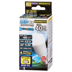 オーム電機 OHM オーム電機 LED電球 ミニクリプトン形 E17 40形相当 昼白色 防雨 06-1878 LDA5N-G-E17/D G11