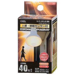 オーム電機 OHM オーム電機 LDR4L-W/S-E17 9 LED電球 レフランプ形 E17 40形相当 人感 明暗センサー付 電球色 06-3413