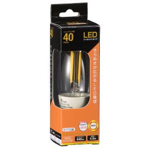 オーム電機 OHM オーム電機 LDC4L-E17 C6 LED電球 フィラメント シャンデリア形 E17 40形相当 06-3466