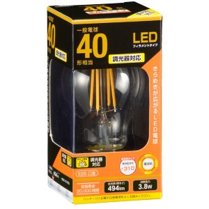 オーム電機 OHM オーム電機 LED電球 フィラメント E26 40形相当 調光器対応 06-3482 LDA4L/D C6