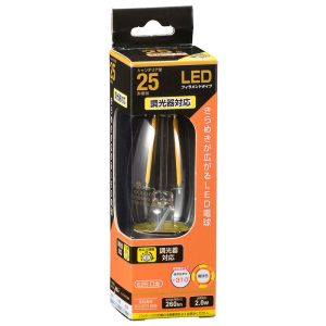 オーム電機 OHM オーム電機 LED電球 フィラメント シャンデリア形 E26 25形相当 調光器対応 06-3488 LDC2L/D C6